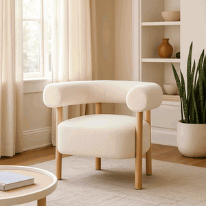 Modern Mdf Wood Chair, 92×90×53 Cm, Boucle Fabric - Beige product image 2