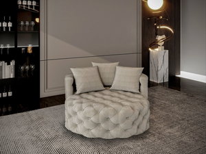 Modern Swedish wood chair, 120x120x70 cm, velvet fabric - beige product image 2