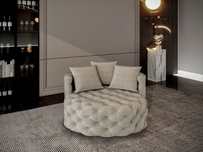 كرسي مودرن خشب سويدي، 120x120x70 سم، قماش مخمل - بيج product image 2