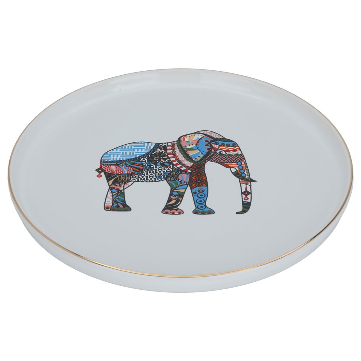 Al Saif Gallery porcelain serving plate, 20 cm, elephant pattern - white product image 1