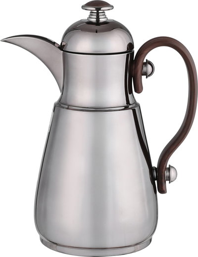Al Saif Gallery Thermos Dallah Tamim 10, 0.5 Liter, Stainless Steel Interior, Wooden Handle, Push-Button Lid - Glossy Black product image 2