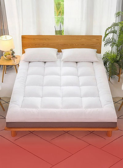 طقم لباد ووسادتين مايكروفايبر باك كومفورت، ارتفاع 8 سم - ابيض product image 5