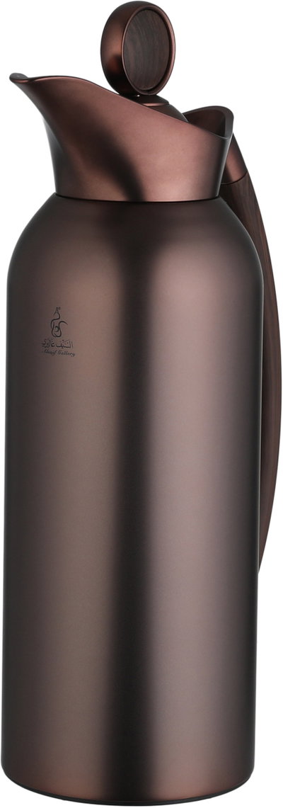 Al Saif Gallery 2-piece 1/2 liter thermos set, tempered glass inner container, wooden handle, plunger - matte brass product image 5