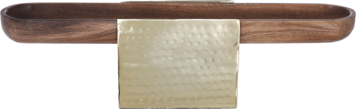 Al Saif Gallery wooden sweet dish, 13 x 10 x 49 cm, oval, steel base - wood product image 2