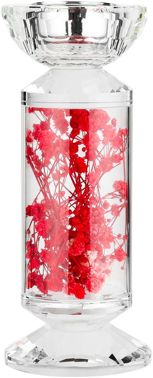 مبخرة زجاج السيف غاليري، مزينة زهور وردي، 8x8x19 سم - شفاف product image 2
