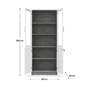 دولاب ملفات خشب، 200×80×40 سم - ابيض رمادي product image 2