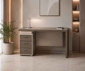 Executive desk, MDF wood, 120x60x75 cm - dark brown beige product image 2