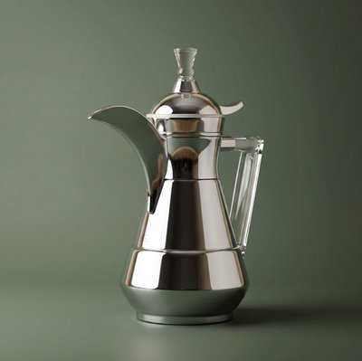 AlSaif Gallery Suleiman 2 Thermos Dallah, 1 liter, inner glass container, outer stainless steel container - silver product image 1