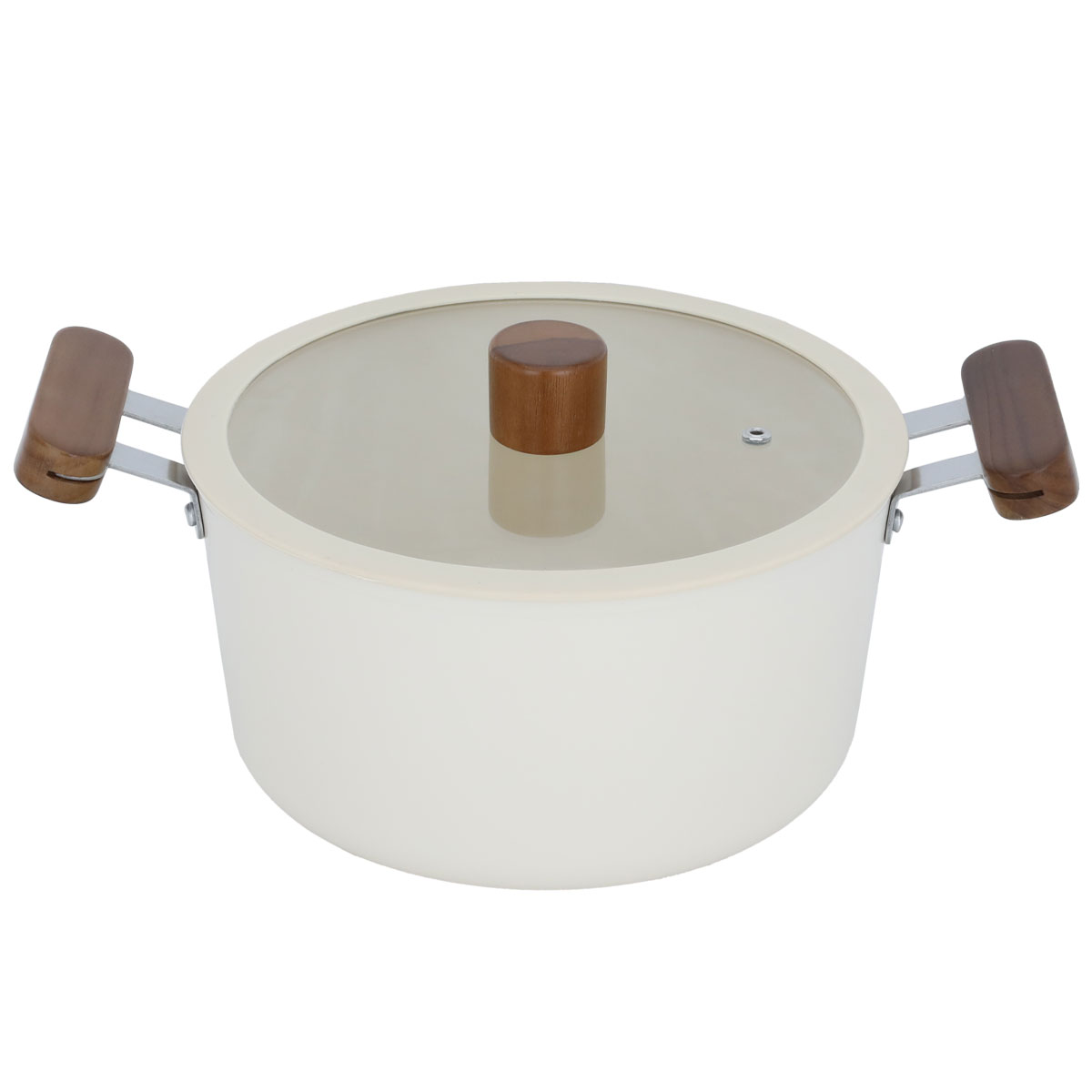 Tornado Ceramic Pot, 22 cm, Wooden Handle - Beige product image