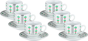 طقم فناجين قهوة تركي سيراميك، صحون، 11 سم، 12 قطعة، مشجر - متعدد الألوان product image