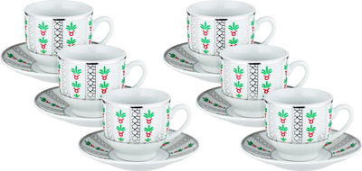 طقم فناجين قهوة تركي سيراميك، صحون، 11 سم، 12 قطعة، مشجر - متعدد الألوان product image 1