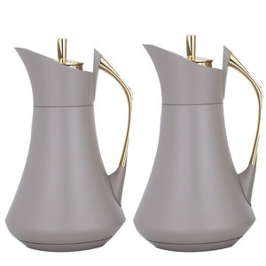 Al Saif Gallery Karma thermos set, two pieces, 1 liter, thermal glass inner container, steel outer shell - dark gray product image