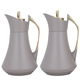 Al Saif Gallery Karma thermos set, two pieces, 1 liter, thermal glass inner container, steel outer shell - dark gray product image 1
