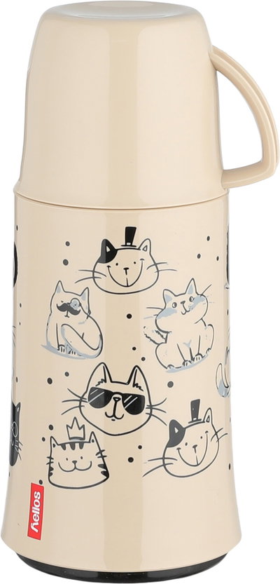 Helios Thermos, 0.25 Liter, Glass Interior, Cat Pattern - Beige Black product image 2