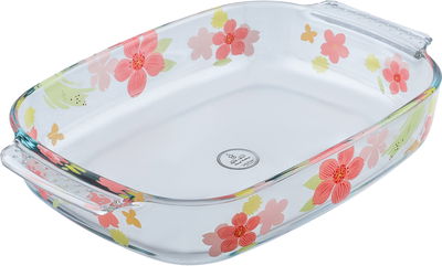 Al saif Gallery Glass Oven Tray, 2.7 L, Floral Pattern, 34 x 22 x 6 cm - Clear product image 2