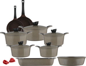 Badreig Granite Cookware Set, 16 Pieces - Dark Beige product image