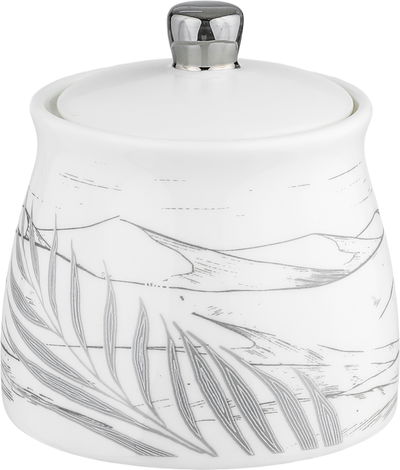 طقم تقديم بيالات شاي زجاج وفناجين قهوة مع صحون بورسلان السيف غاليري، 25 قطعة، سكرية، مشجر فضي - ابيض شفاف product image 5