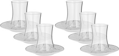 طقم بيالات شاي زجاج السيف غاليري، 12 قطعة - فضي product image 1
