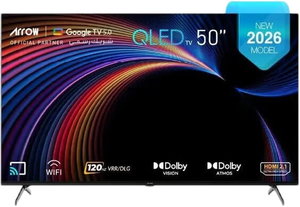 تلفزيون سمارت بدون اطار اركيو، 50 بوصة، 4K UHD، شاشة QLED، نظام جوجل، ريموت كنترول، RO-50LCQ120 - اسود product image