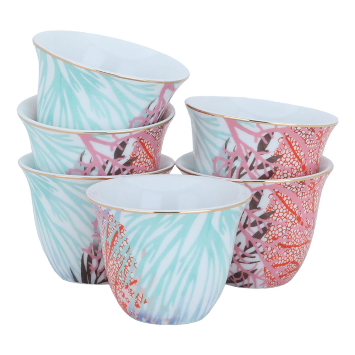 Al Saif Gallery Porcelain Arabic Coffee Cups Set, 12 Pieces - Green product image
