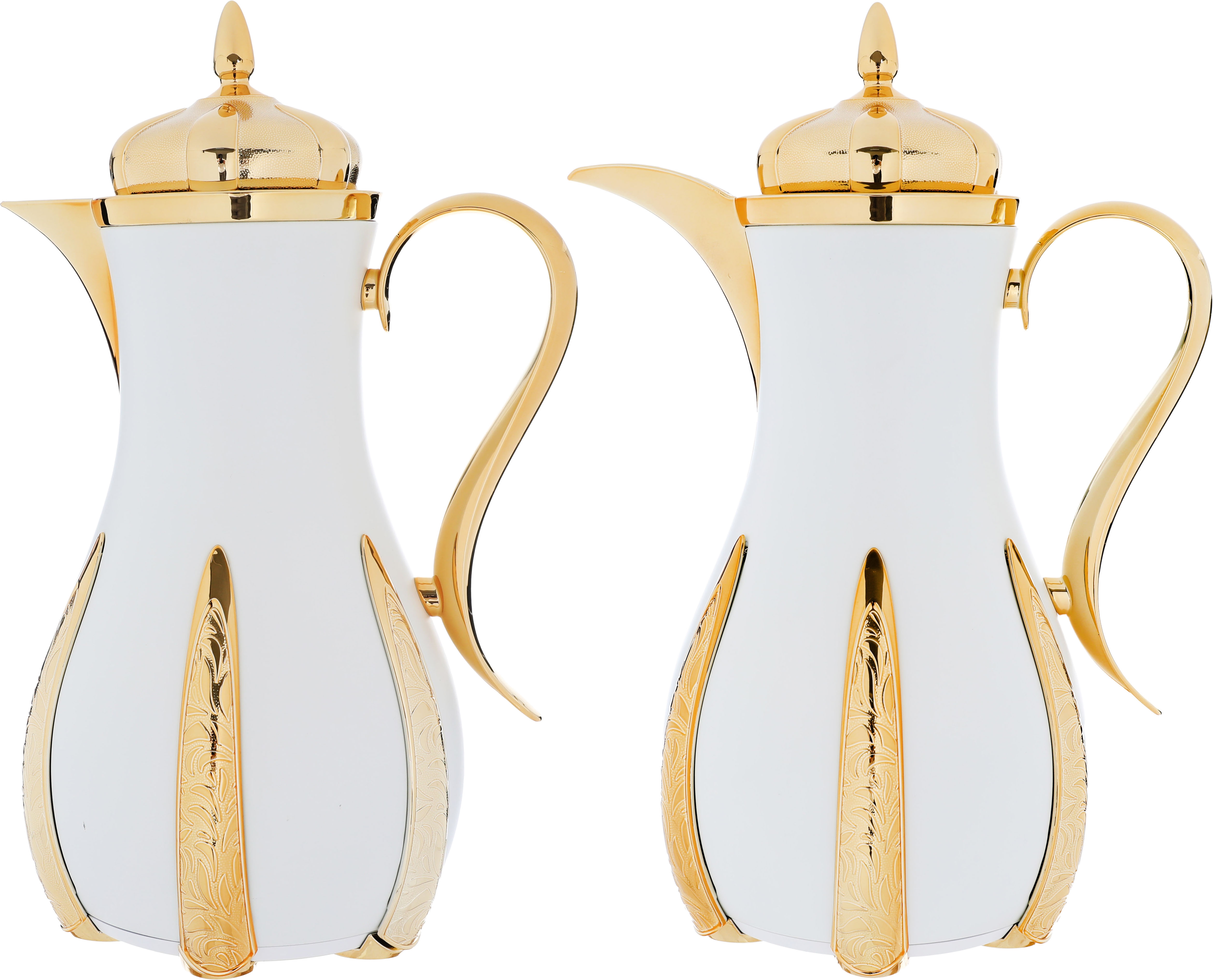 Al Saif Gallery Sana Steel thermos set, 1 litre, golden handle, 2 pieces - white product image