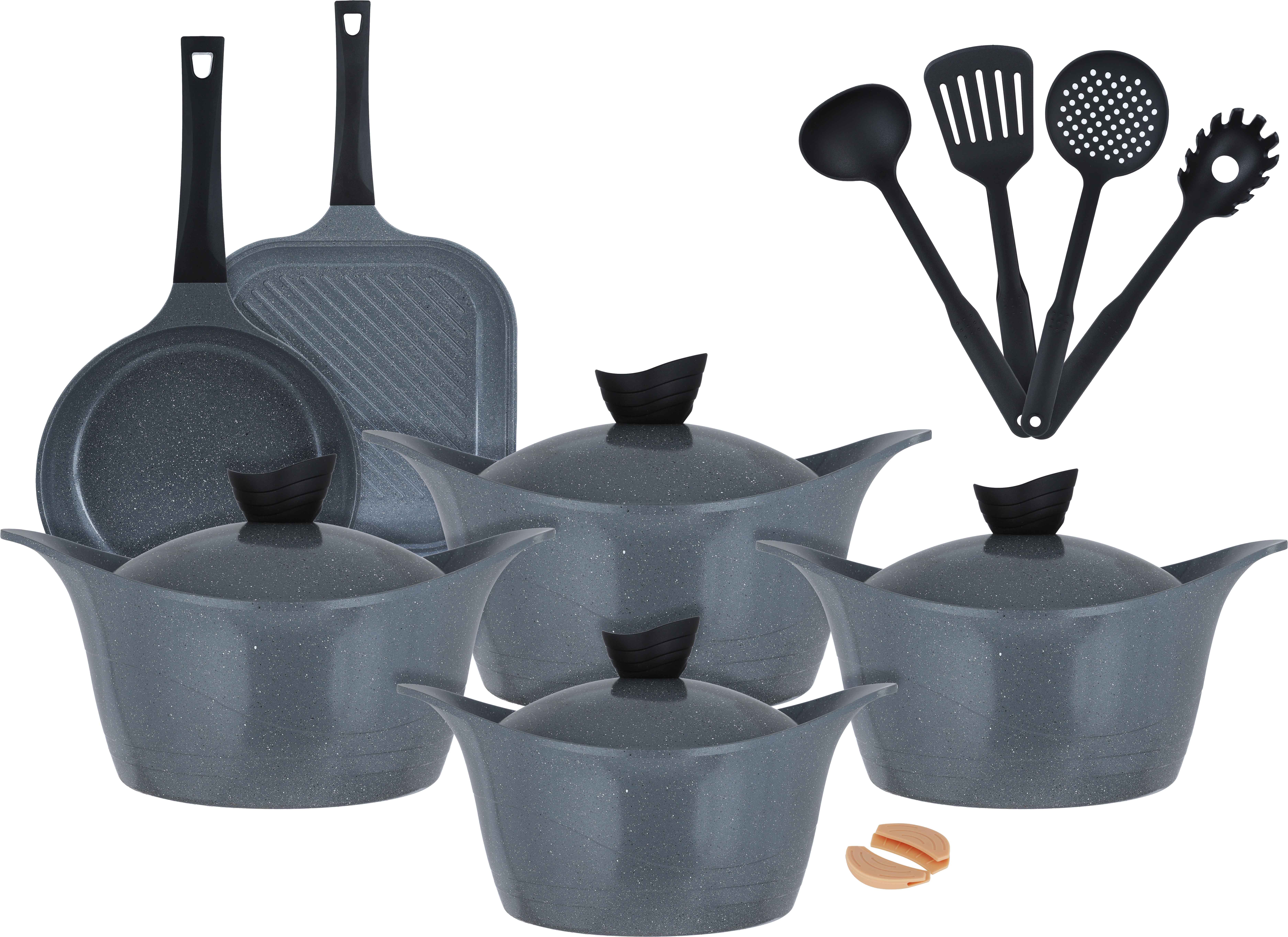 Volcano granite cookware set, 17 pieces - grey product image 1