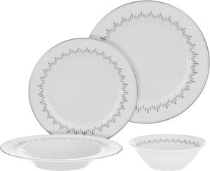 Alsaif gallery Porcelain Dinner Set, 24 Pieces, Pyramid Pattern - White Grey product image