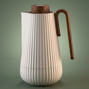 ترمس سمو جلوري، 0.7 لتر، يد خشبي، الخامة الداخلية زجاج، ضغاط - رمادي فاتح خشبي product image