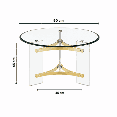 طقم طاولات زجاج و ستيل و اكرليك، 5 قطع - شفاف ذهبي product image 2