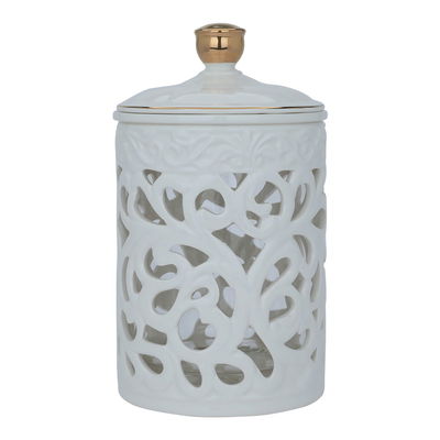 طقم علب بهارات بورسلان السيف غاليري، مخرم - أبيض وذهبي product image 3