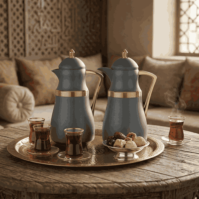 طقم ترامس نجد السيف غاليري، 1/1 لتر، حافظة داخلية زجاج حراري - رمادي ذهبي product image 2