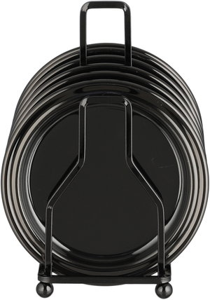 طقم ستاند صحون تقديم ستانلس استيل السيف غاليري، 12 سم، 6 صحون، مسكة يد - أسود product image 2
