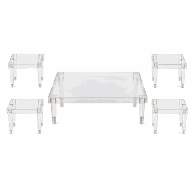 طقم طاولات اكريلك و معدن، 5 قطع - شفاف ذهبي product image 2
