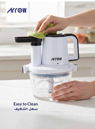 مفرمة تقطيع طعام 3×1 ارو، صانعة برجر ومبشرة، 300 واط، 2 لتر،وعاء زجاج، شفرات ستانلس ستيل، RO-FPW02L3 - ابيض اسود product image 5