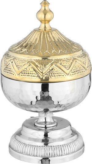 Al Saif Gallery Dates with a saucer stainless steel, 10x10x17 cm - Silver Gold product image 2