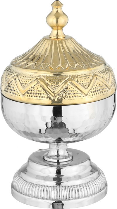 Al Saif Gallery Dates with a saucer stainless steel, 10x10x17 cm - Silver Gold product image 2