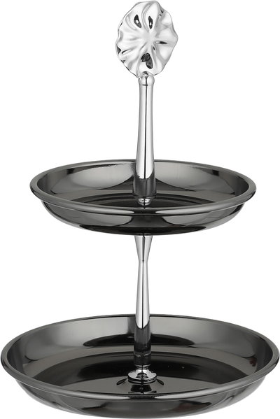 شيالة تقديم ستانلس استيل السيف غاليري، 14.4 / 11.5 سم، دائري، 2 دور، مسكة يد - أسود لامع product image 2