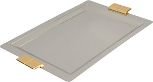 Al Saif Gallery Steel Serving Tray, 43x27.8x1 cm - Silver Gold product image