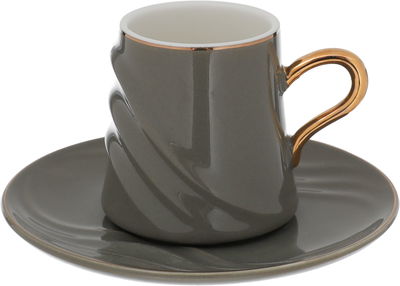 Al Saif Gallery Porcelain Coffee Cups Saucer Set, 12 Pieces, 100 Ml - Gray product image 2