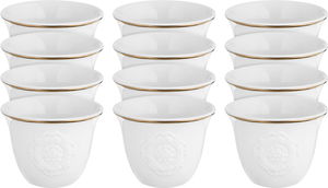طقم فناجين قهوة عربي سعودي بورسلان السيف غاليري، نقش وردة، 12 قطعة - أبيض product image