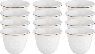 Al Saif Gallery porcelain Arabic coffee cups set, rose pattern, 12 pieces - white product image 1