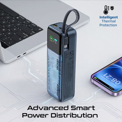 Promate Titan-130Pro Power Bank, 130W, 20000mAh, 3 Ports, Digital Display - Gray product image 6