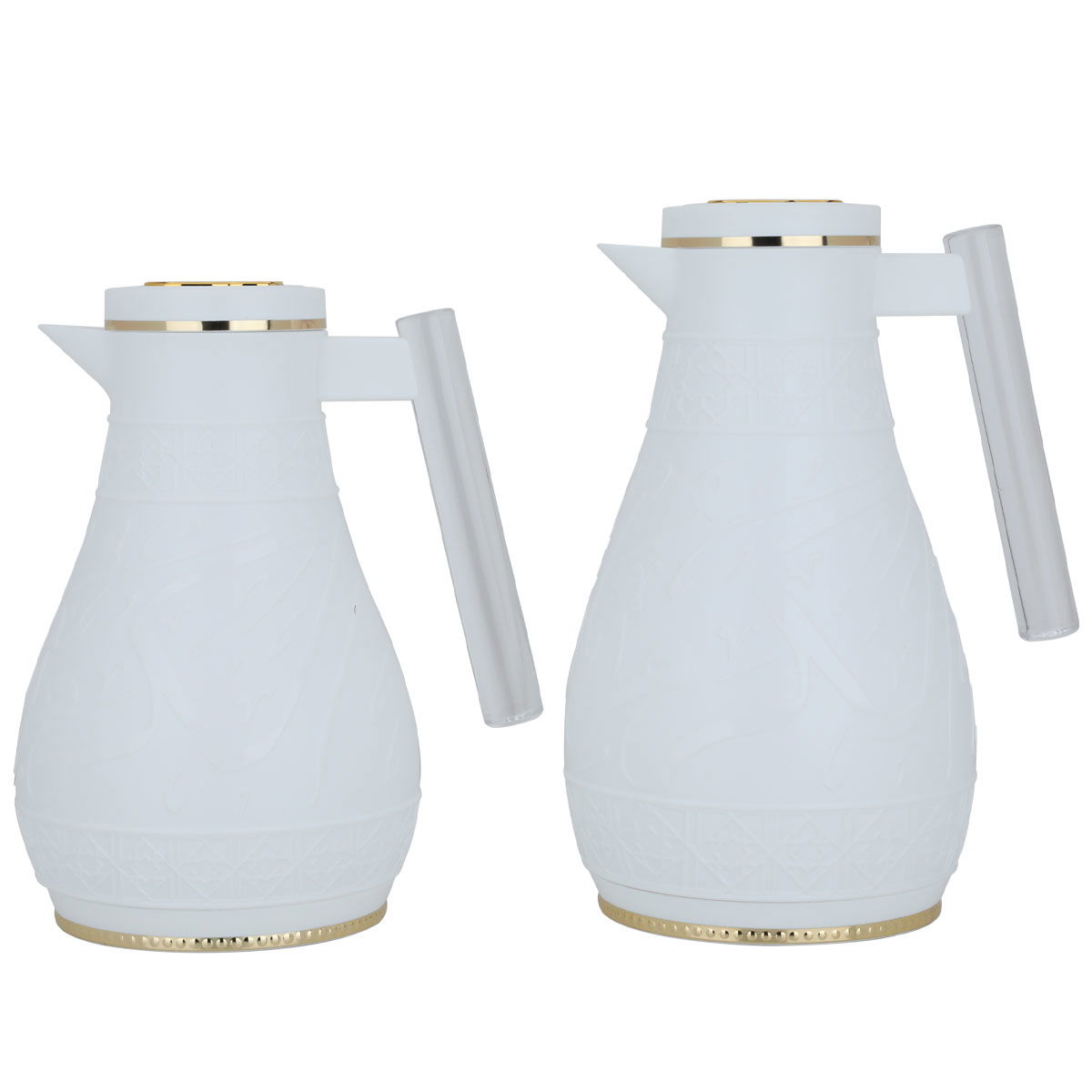 Al Saif Gallery Karam thermos set, 1/0.65 litre, Islamic pattern, thermal glass inner shell, plastic outer shell - white product image 3