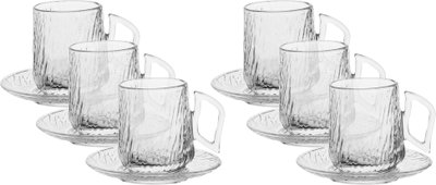 طقم بيالات شاي زجاج السيف غاليري، 12 سم، صحون، 12 قطعة - شفاف product image 1