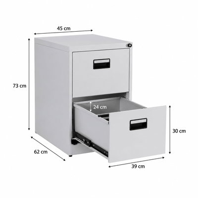 OW-023 Iron drawer organizer, 62×73×45 cm, 2 drawers, deep inside, pull-out design - Light Gray product image 3