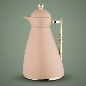 Noor Plastic Glory Thermos, 1 Liter, Glass Inner Container, Push Button, Gold-Beige Handle product image