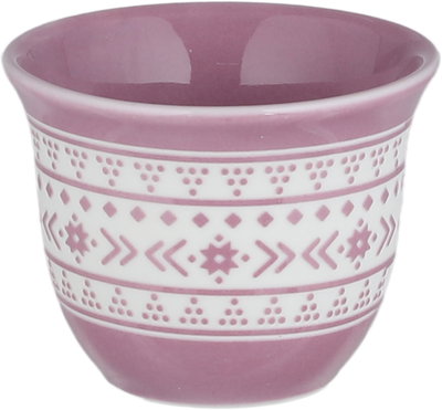 طقم فناجين قهوة عربي سعودي بورسلان السيف غاليري، 6 قطع، زخارف فنية - وردي أبيض product image 2