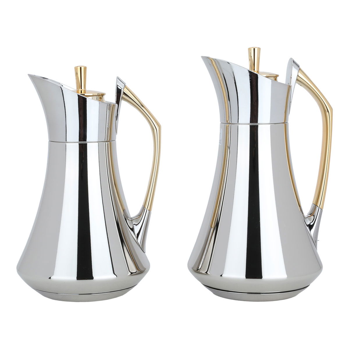 Al Saif Gallery Karma thermos set, two pieces, 1 liter, thermal glass inner container, steel outer shell - silver product image 1