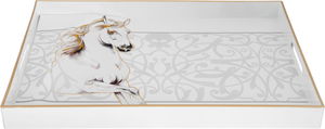 طوفرية مستطيلة بلاستيك السيف غاليري، 48x35x4 سم، نقش حصان ذهبي - كريمي product image