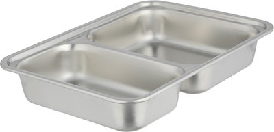 علبة تخزين ستانلس استيل الصحاح، 24x17x5 سم، مقسم خانتين، غطاء بلاستيك، قفل - فضي أسود شفاف product image 3